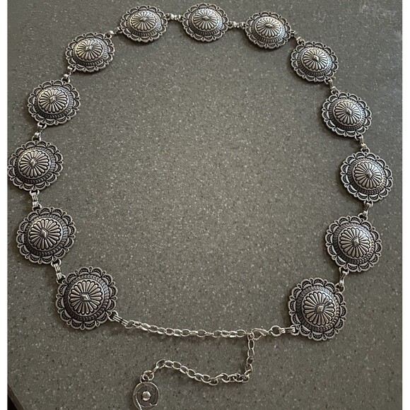 Unbranded Accessories - 49 inch Concho Chain Belt – Vintage Silver Adjustable Waist Jewelry Hobo Concert